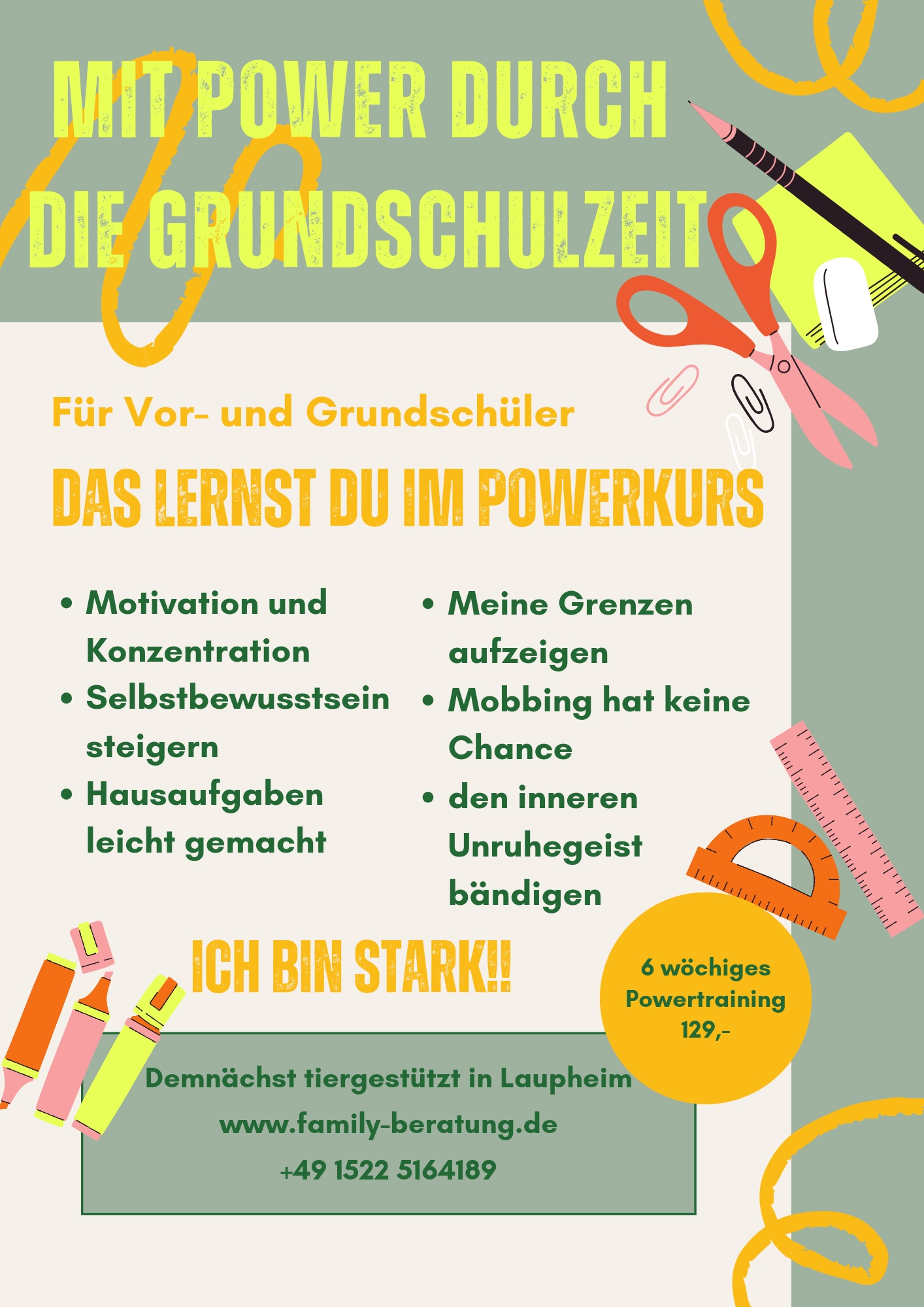 Schüler Nachhilfe Lernen Schule Angebot Flyer Hochformat Illustration Gelb _20240404_134431_0000